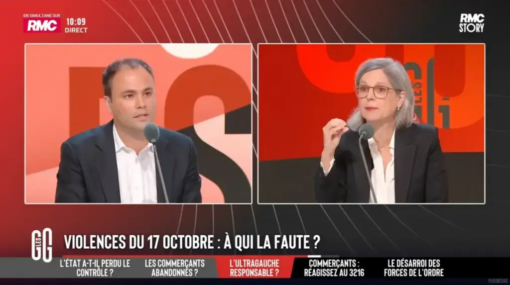 "Marre de vos conneries" : Pouss&eacute;e &agrave; bout par Charles Consigny sur RMC, Sandrine Rousseau menace de quitter le plateau en direct