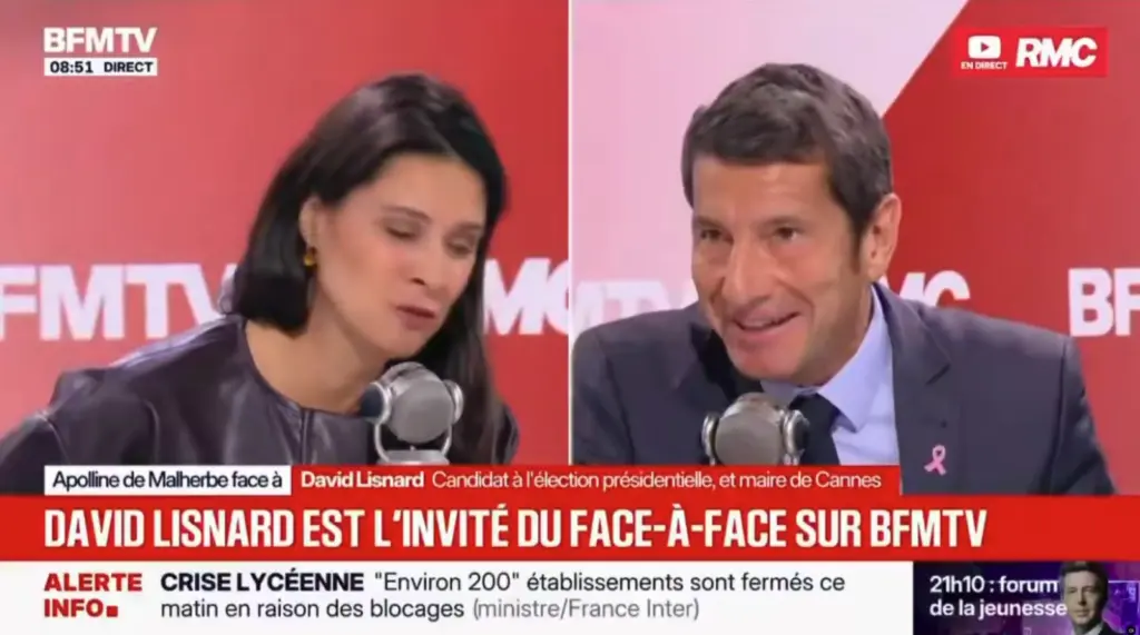 Apolline de Malherbe recadre David Lisnard, arriv&eacute; chez &laquo;&nbsp;Apolline Matin&nbsp;&raquo; sur RMC avec une minute de retard