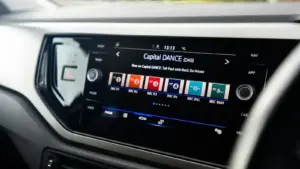the dashboard of a car with a digital display